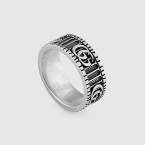 Gucci Marmont GG Wide Silver Band Ring